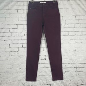 KanCan Jeans Womens 28 Stretch Skinny Ankle Pants Slim High Rise Maroon Red